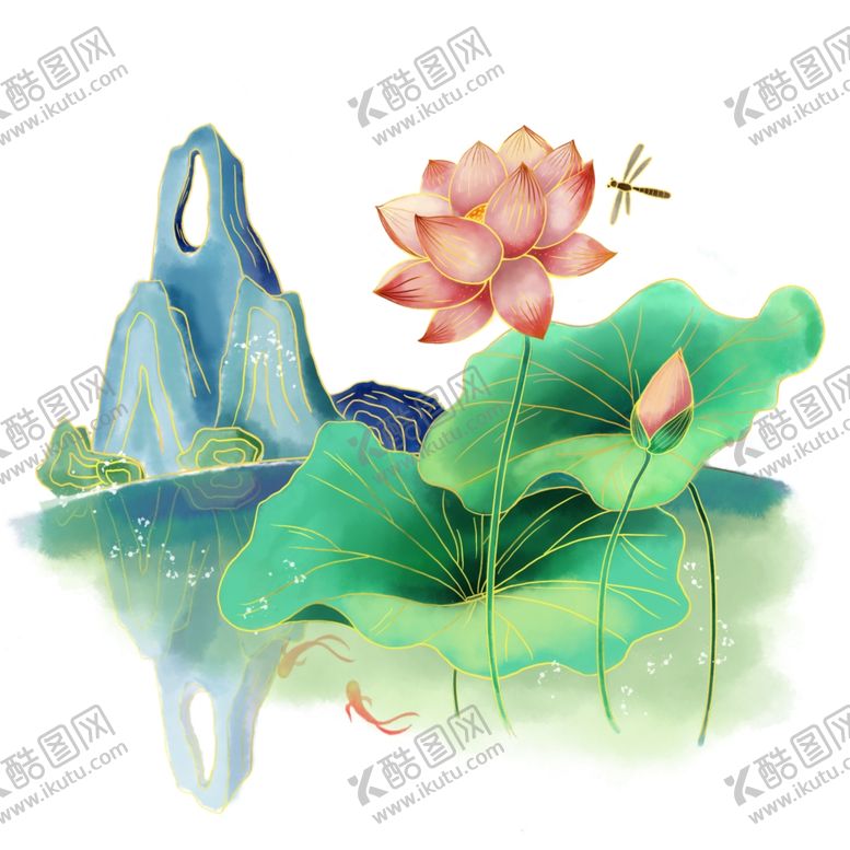 编号：40852710110039232833【酷图网】源文件下载-荷花工笔画