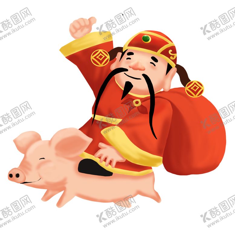 编号：31965904171418214266【酷图网】源文件下载-新年财神拜年PNG素材