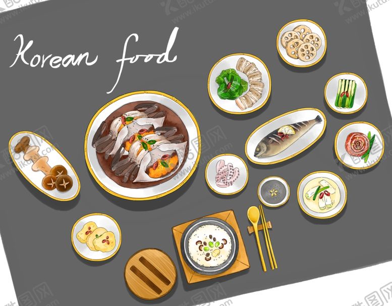 编号：50535410251748439500【酷图网】源文件下载-手绘美食海报图片