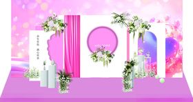 梦幻粉色婚礼场景布置部分是高清