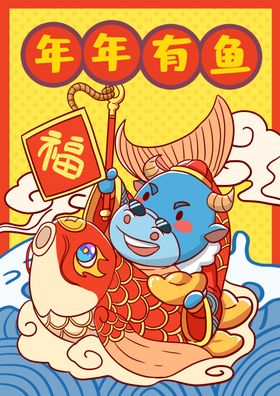 牛年国潮插画