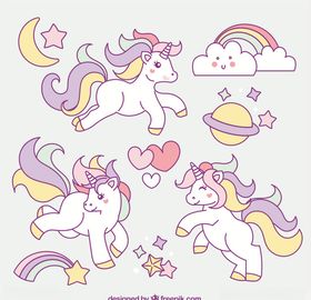 卡通独角兽独角马彩虹