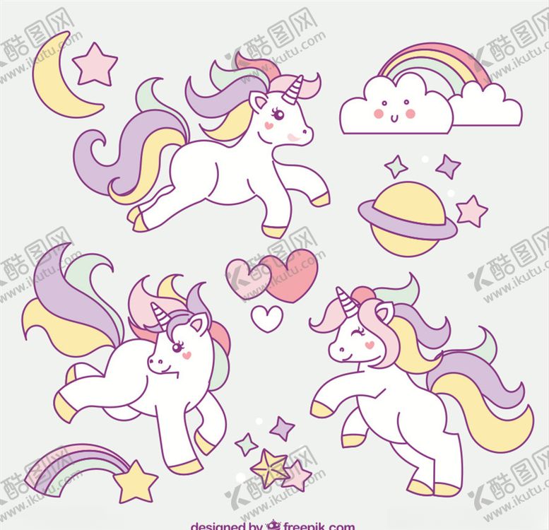 编号：49471807020506155920【酷图网】源文件下载-卡通独角兽独角马彩虹