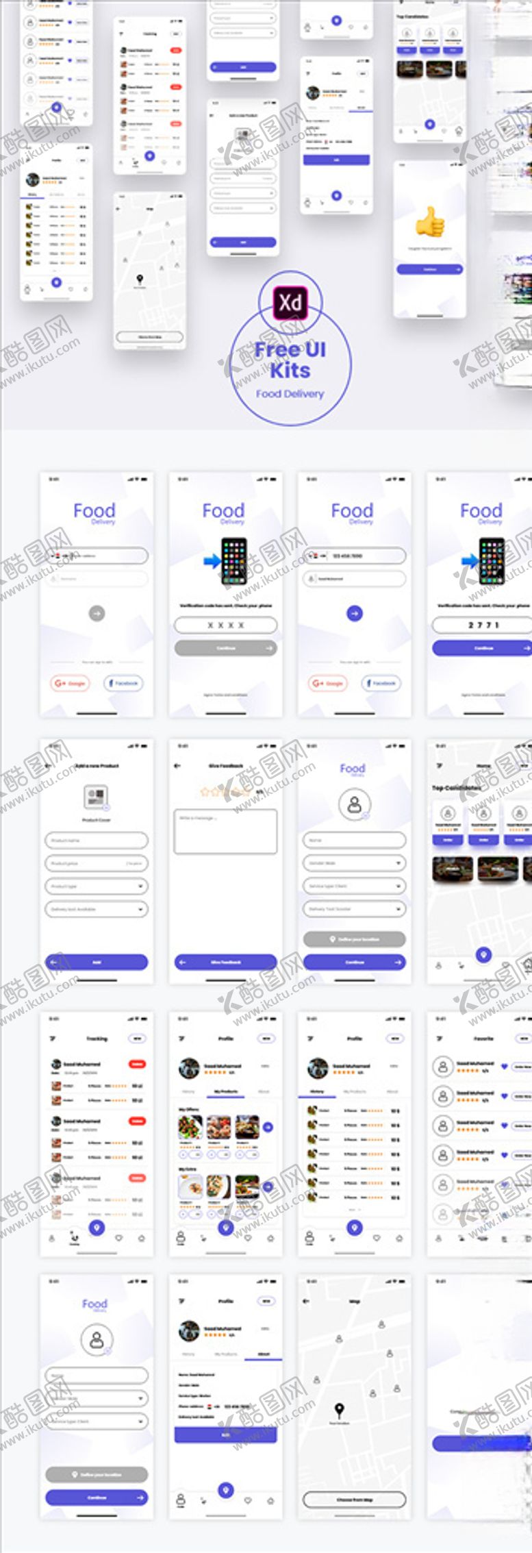 编号：97655305132255382344【酷图网】源文件下载-xd外卖紫色UI设计登录页注册