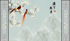 浮雕花玉兰背景墙