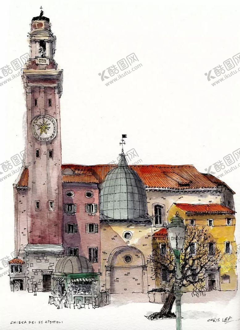 编号：66689110040344156481【酷图网】源文件下载-水彩建筑插画