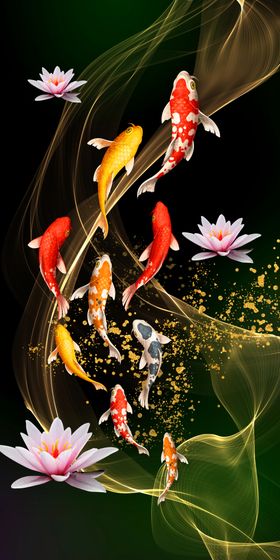 九鱼图圆形装饰画