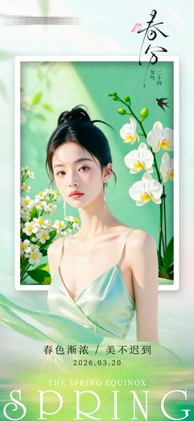 医美二十四节气春分创意海报
