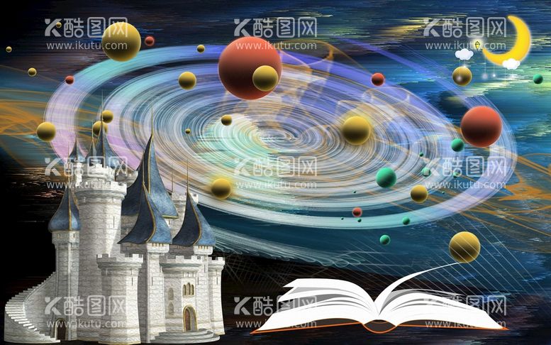 编号：46507110050835246759【酷图网】源文件下载-宇宙太空儿童房背景