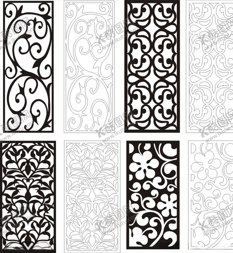 编号：99135210282249454762【酷图网】源文件下载-雕花隔断矢量花格欧式
