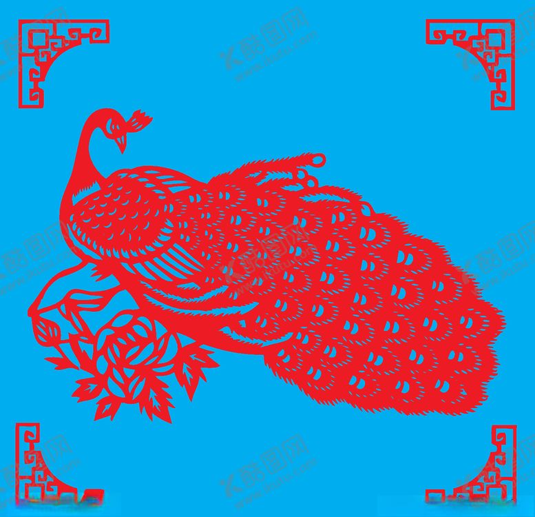 编号：86161710260950375096【酷图网】源文件下载-孔雀剪纸