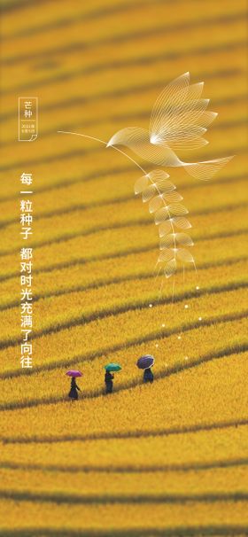 芒种海报二十四节气创意农田