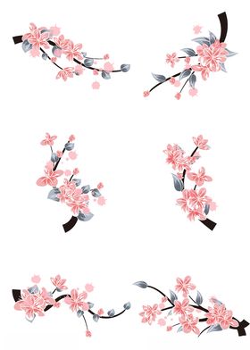 粉色桃花装饰插画