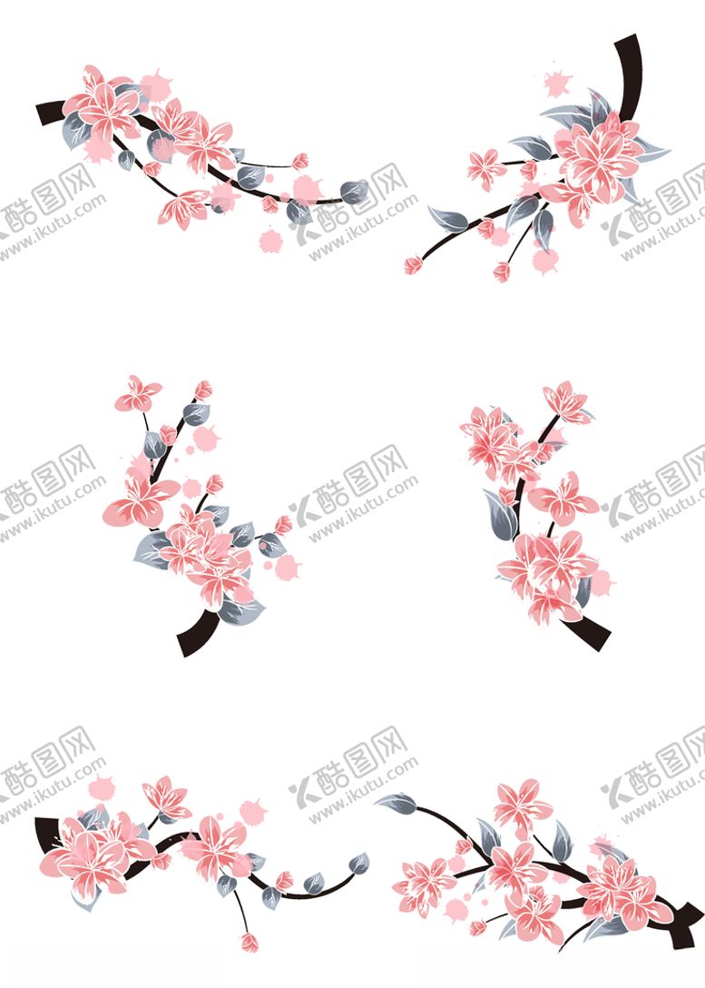 编号：35412509171207465057【酷图网】源文件下载-粉色桃花装饰插画