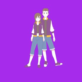 手绘情侣恋人