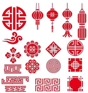 中国中式灯笼祥云等传统纹理元素