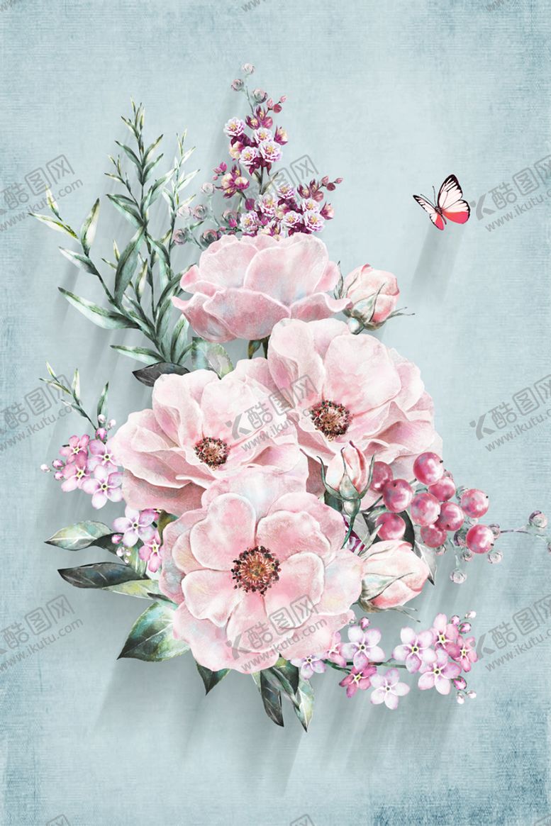 编号：40185709222057152608【酷图网】源文件下载-花卉植物树叶装饰画