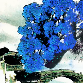 江南水乡国画工笔画墨绘画