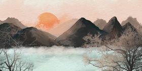 山水国风古风传统背景素材