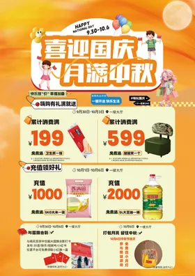 商场国庆中秋活动促销海报