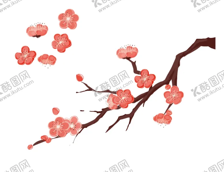 编号：21160003141141316387【酷图网】源文件下载-梅花桃花PNG手绘PSD