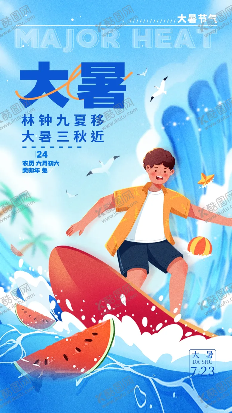 编号：47007701251745114141【酷图网】源文件下载-插画风大暑海报