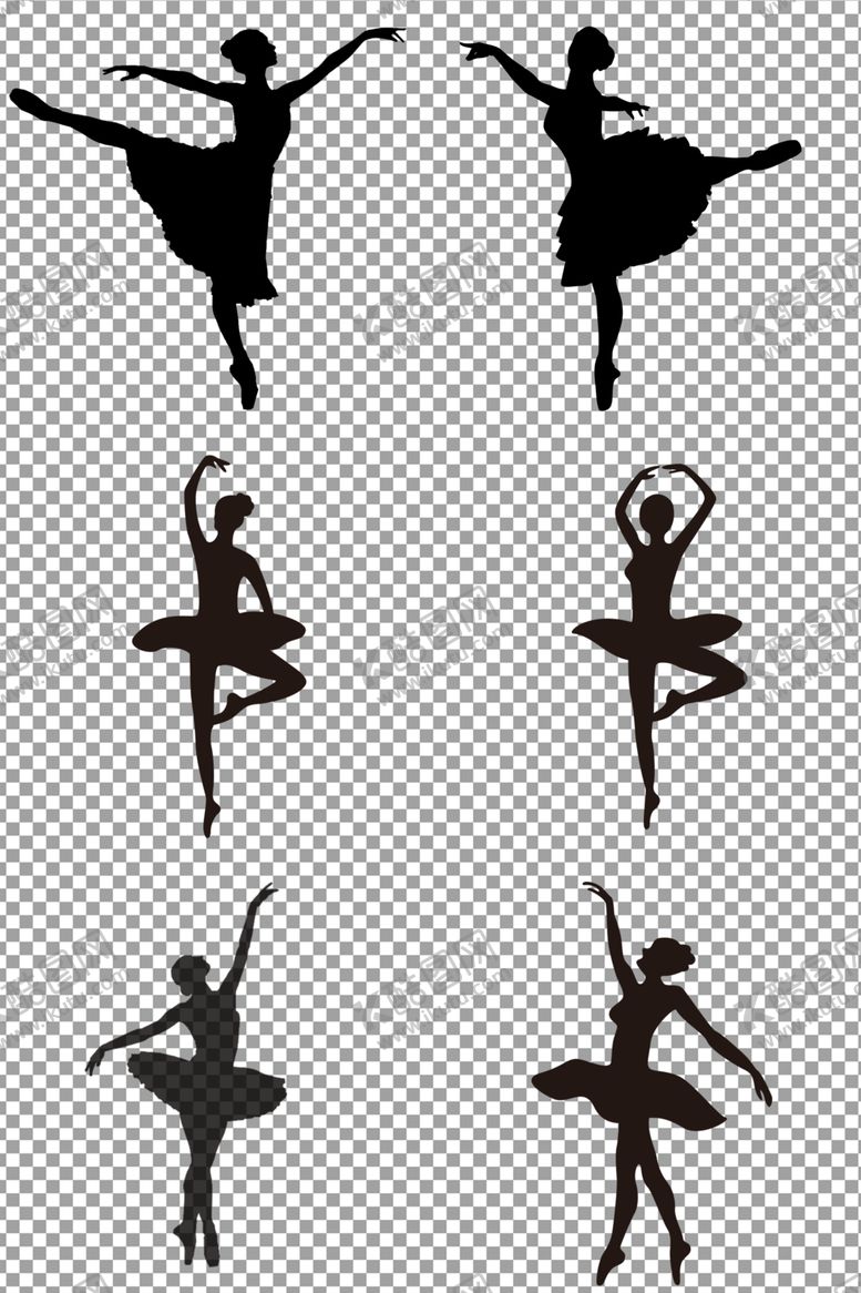 编号：22642809212044437848【酷图网】源文件下载-手绘芭蕾舞者剪影