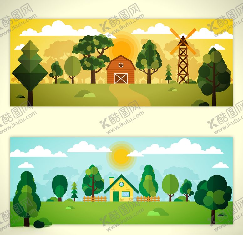 编号：14173509150815305021【酷图网】源文件下载-矢量景色自然风光手绘插画