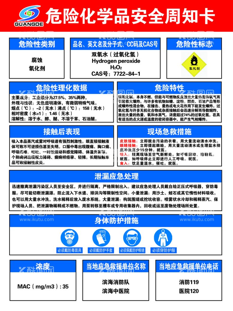 编号：27583609290544592854【酷图网】源文件下载-双氧水告知卡