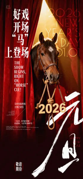马年元旦马上登场创意海报