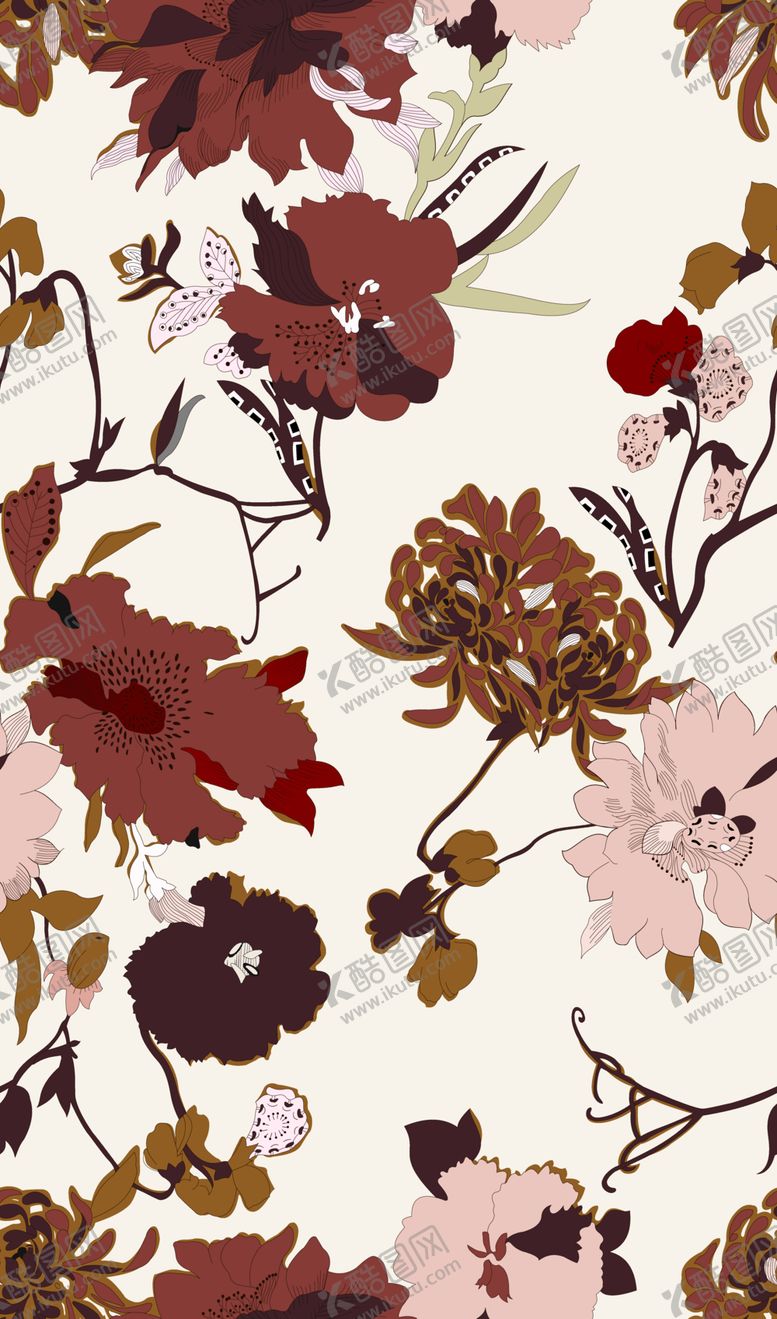 编号：12724704011118589602【酷图网】源文件下载-大牌复古花卉图案