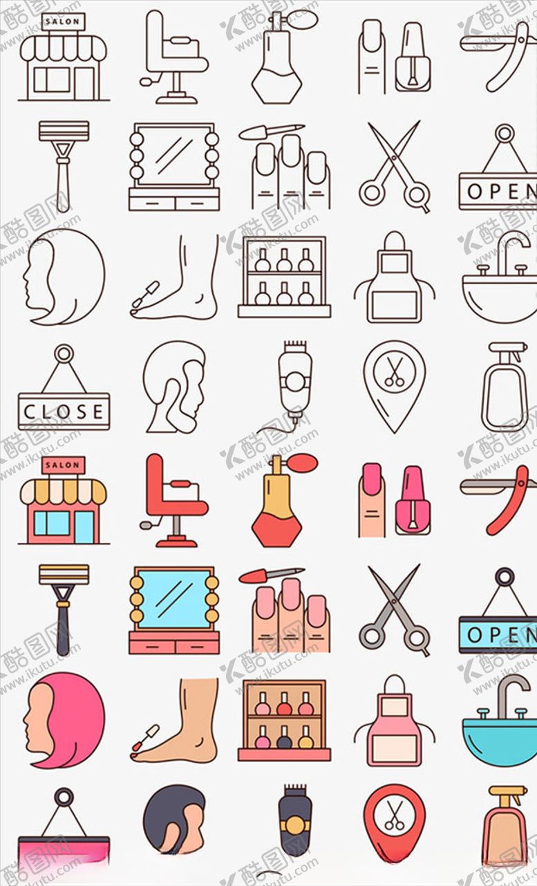 编号：20248709200534019512【酷图网】源文件下载-美容美发图标