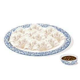 手绘饺子素材