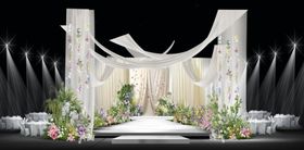 白色浪漫婚礼舞台布置