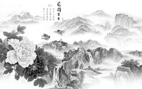 花鸟 灰色新山水画 TIF分层