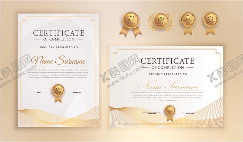 编号：41409611021107013501【酷图网】源文件下载-精美证书模板