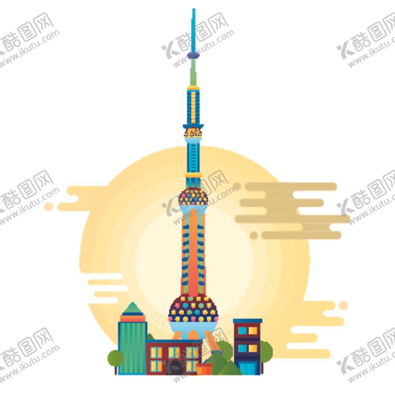 编号：96390809261121328706【酷图网】源文件下载-创意城市地标建筑物插画