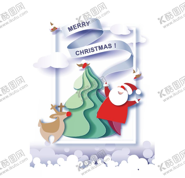 编号：72505409200254499915【酷图网】源文件下载-可爱剪纸圣诞矢量插画