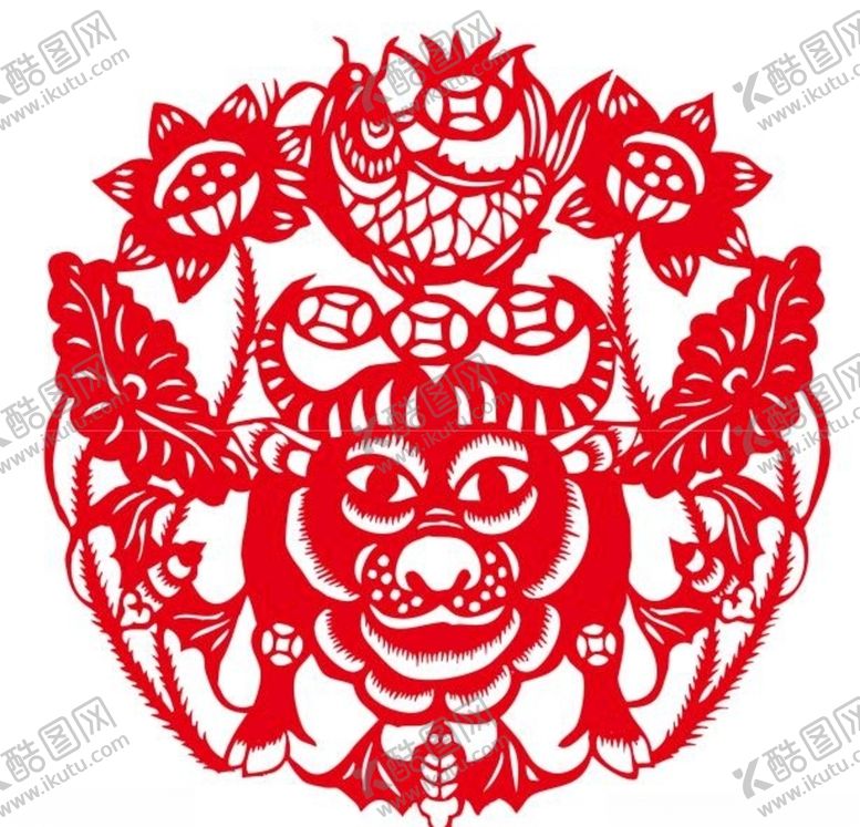 编号：80441109121344216297【酷图网】源文件下载-矢量牛年剪纸