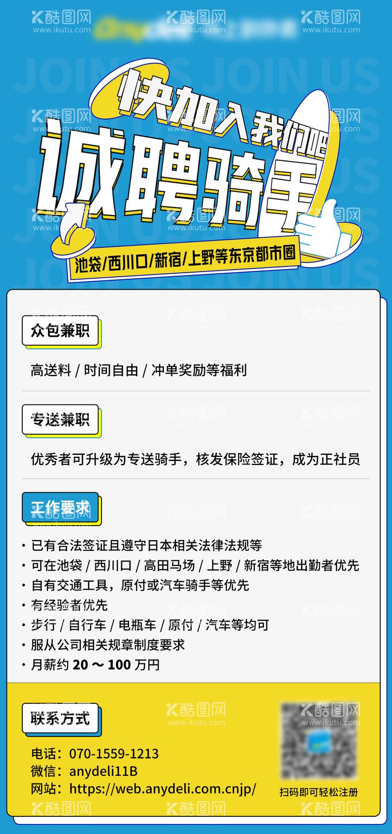 编号：34806111180115384502【酷图网】源文件下载-骑手招募海报