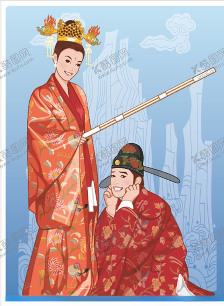 编号：86289204221003224972【酷图网】源文件下载-卡通新郎新娘