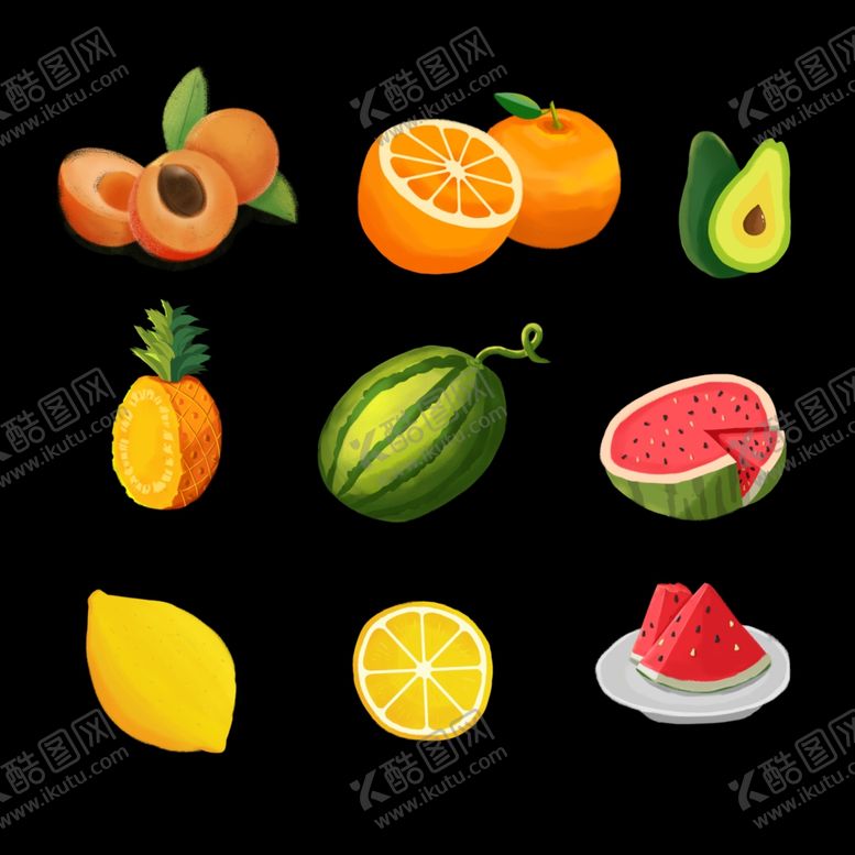 编号：36275605100123246024【酷图网】源文件下载-手绘水果插画素材高品质