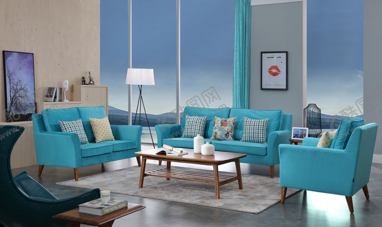 编号：22582911011724598545【酷图网】源文件下载-北欧客厅软体布艺沙发