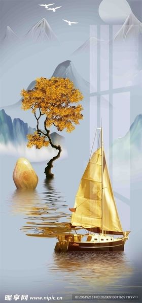 现代轻奢麋鹿石来运转装饰画