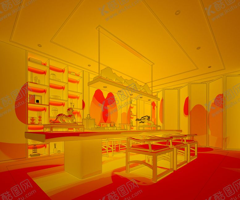 编号：24577710291525418261【酷图网】源文件下载-茶室插画中式