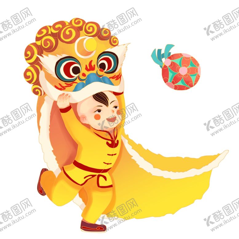 编号：83511009240354069603【酷图网】源文件下载-舞狮子插画