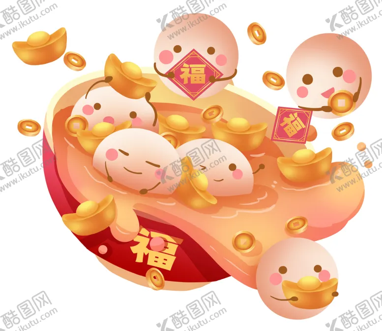 编号：37953101310225047374【酷图网】源文件下载-新年新春元宵节拟人汤圆