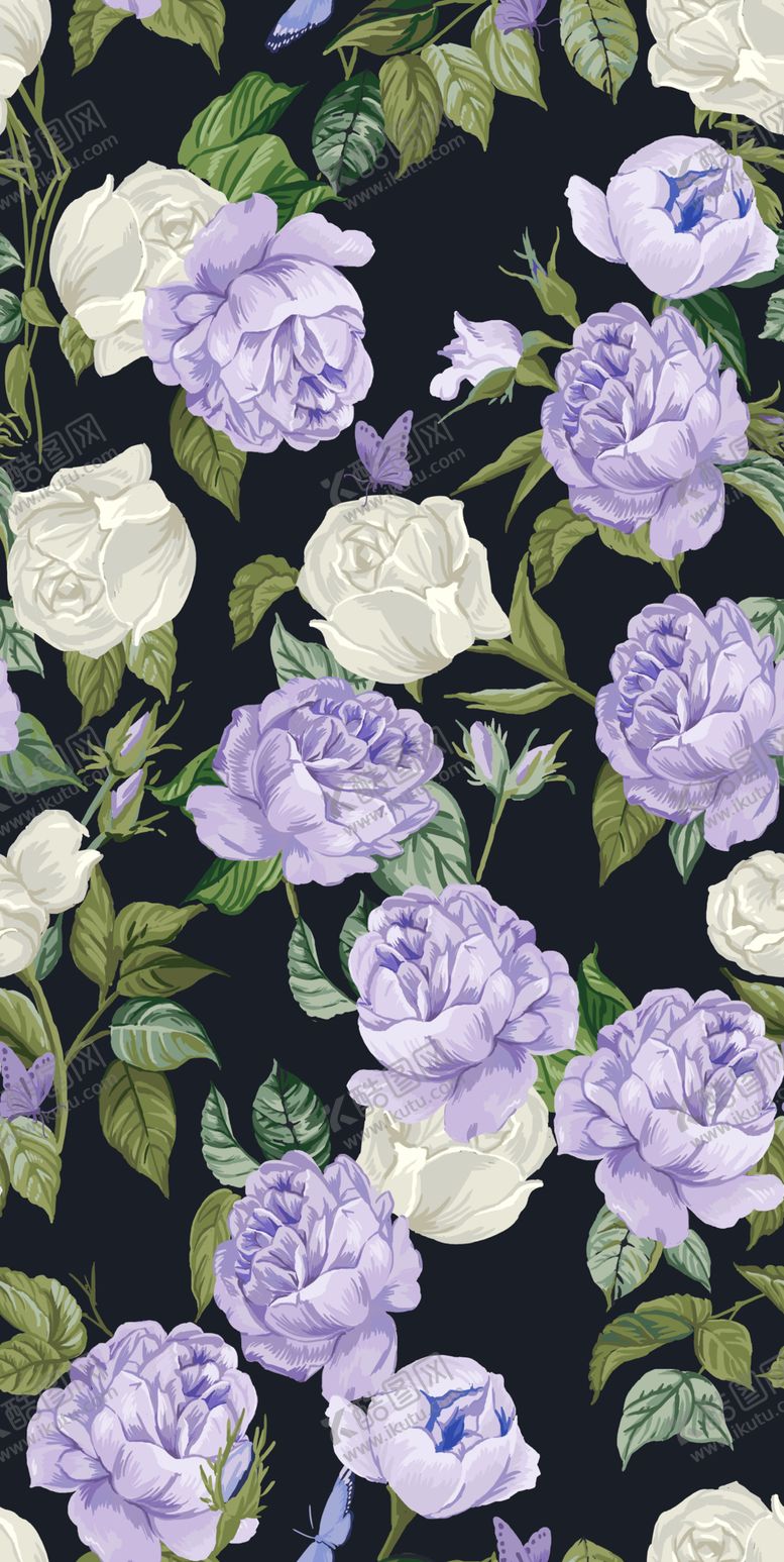 编号：71231204022146009260【酷图网】源文件下载-大牌紫色花卉图案