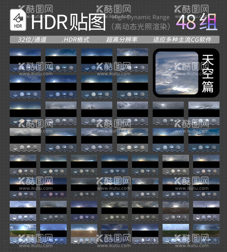 编号：76868603192325503070【酷图网】源文件下载-HDR贴图球形天空贴图