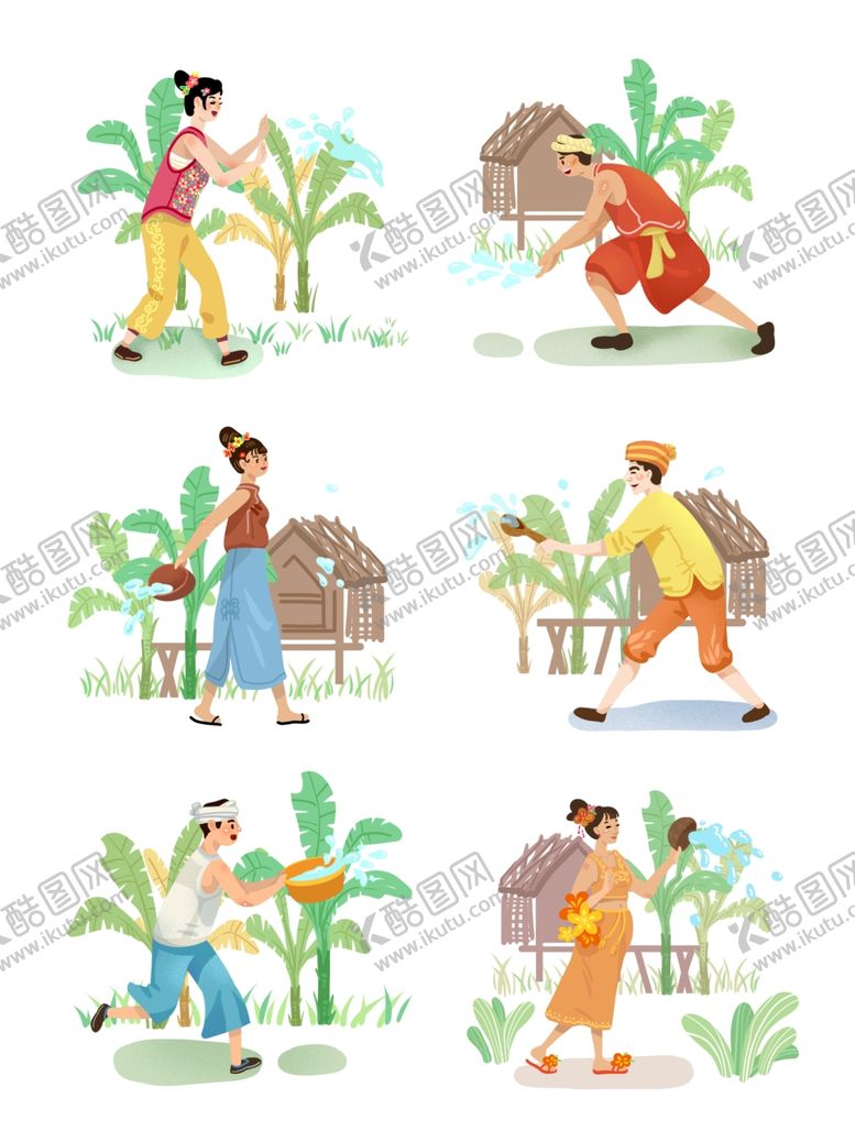 编号：97903506262004115440【酷图网】源文件下载-套图傣族泼水节人物场景云南民族